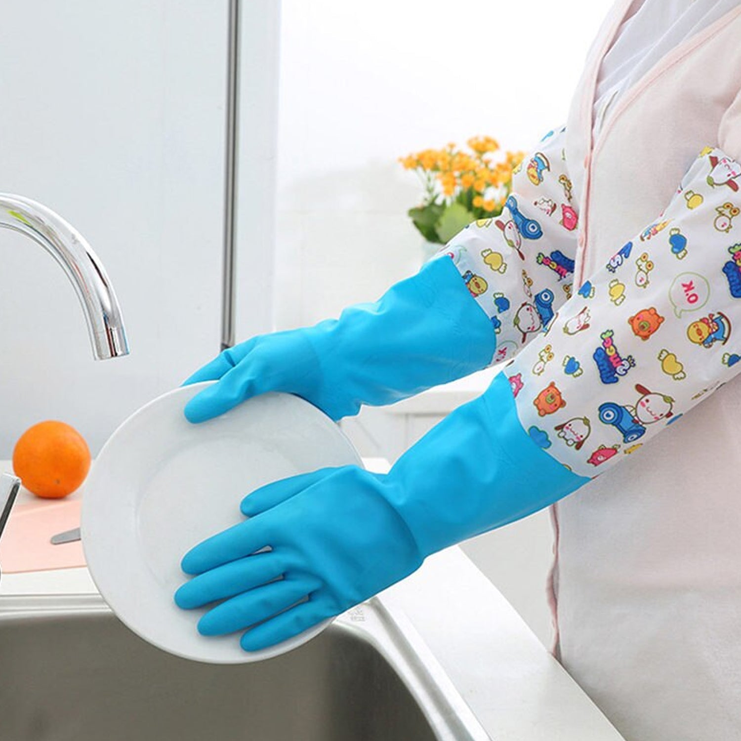4855 2 Pair Large Blue Gloves For Different Types Of Purposes Like Washing Utensils, Gardening And Cleaning Toilet Etc. DeoDap 4855 2 Pair Large Blue Gloves For Different Types Of Purposes Like Washing Utensils, Gardening And Cleaning Toilet Etc. DeoDap